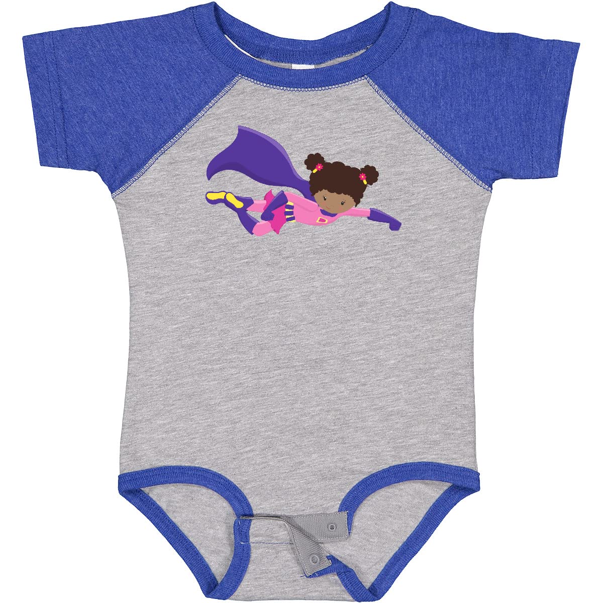 Inktastic African American Superhero Girl with Cape Baby Bodysuit - Perfect for Halloween, Cosplay, and Everyday Playtime