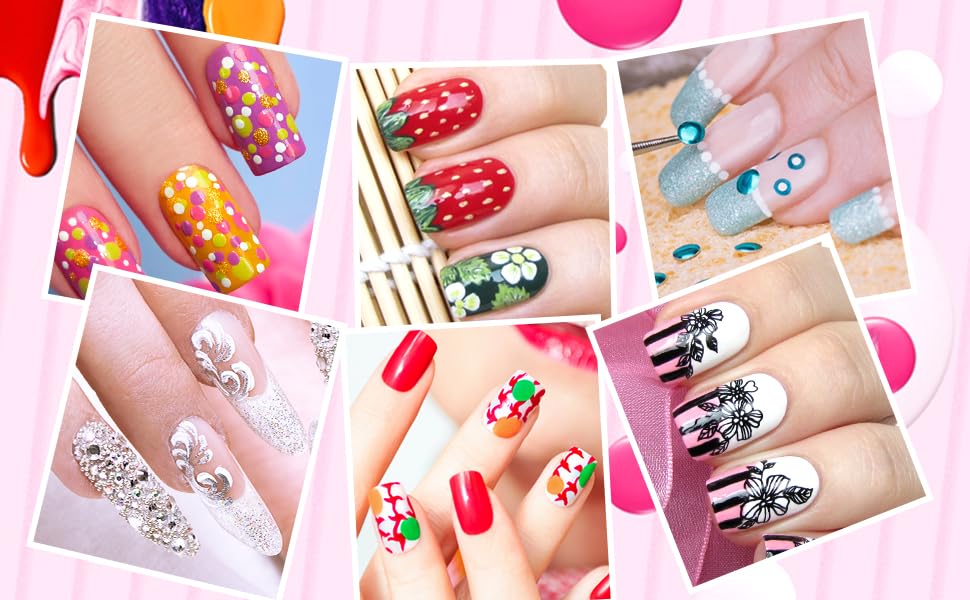 Angelie 53-Piece Nail Art Kit – 48 Bottles 3D Glitter Set & 5 Dual-Ended Dotting Tools | Perfect for DIY Nail Designs, Manicures, Gifts for Women & Girls | Home Spa, Parties, Salons