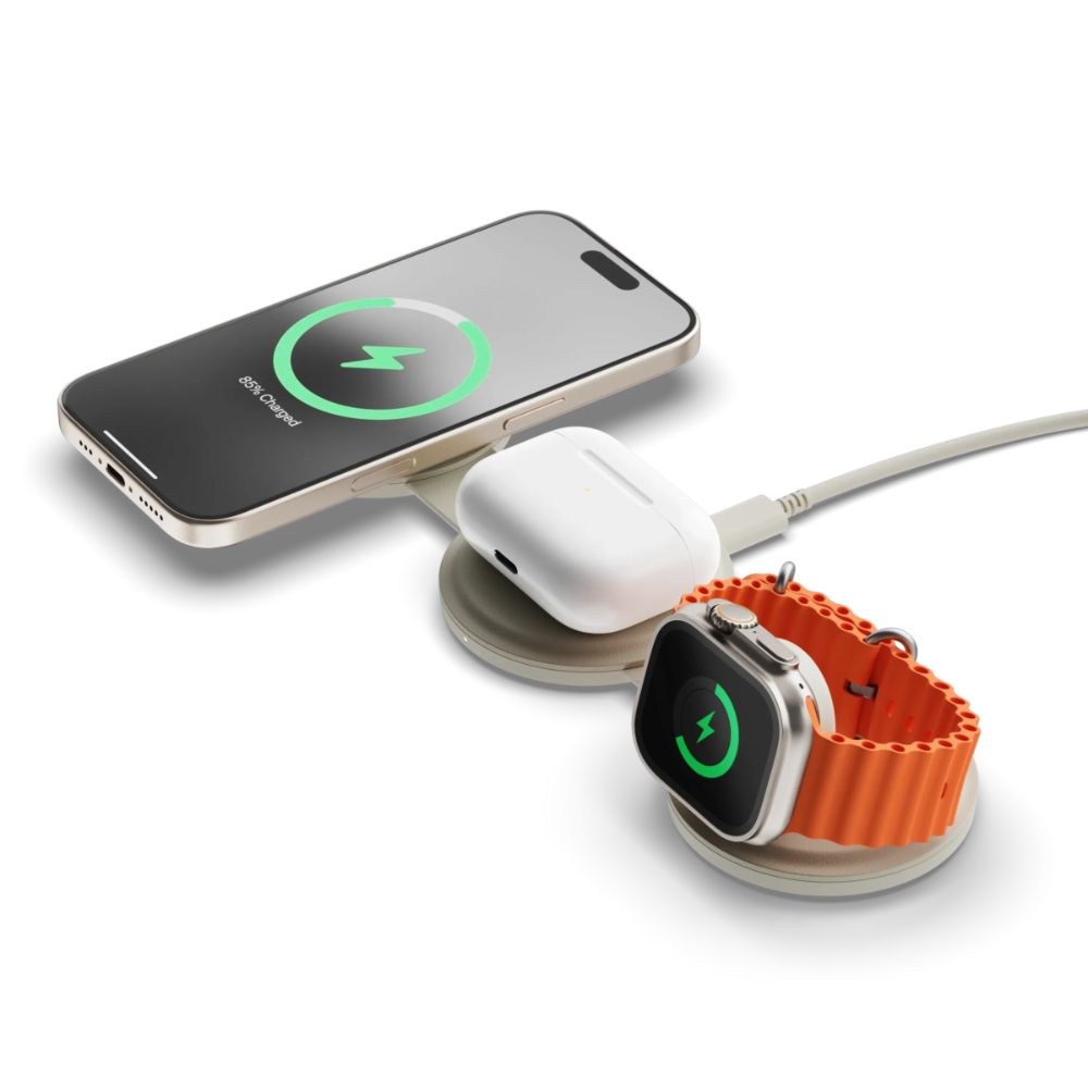 Satechi On-the-Go 3-in-1 Wireless Charger for iPhone, AirPods & Apple Watch - Fast Qi Charging Pad for Home, Office & Travel