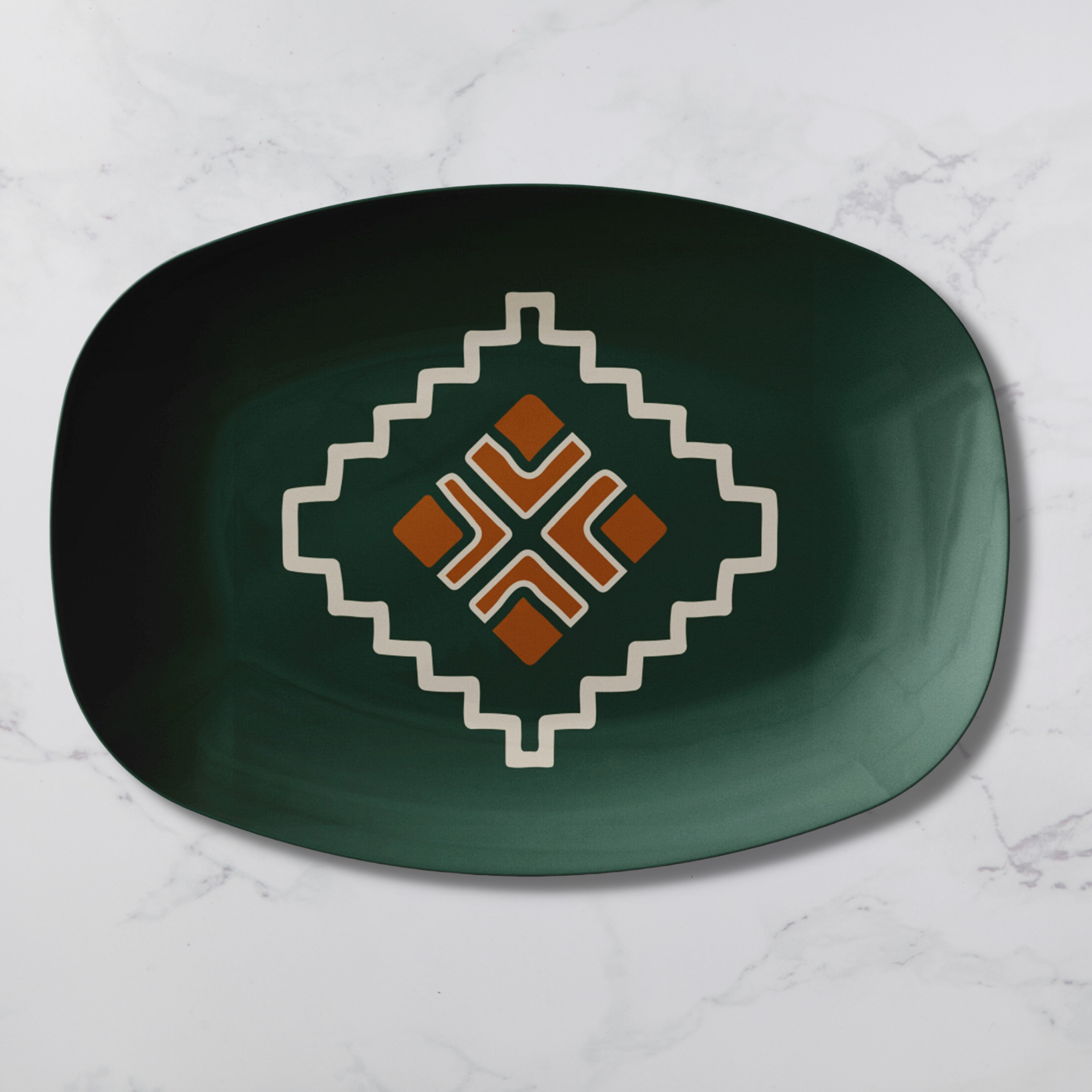 Eco-Friendly Plastic Serving Platter - Durable & Lightweight Dinnerware for Parties, Picnics & Outdoor Dining | Forest Hills Southwestern Style