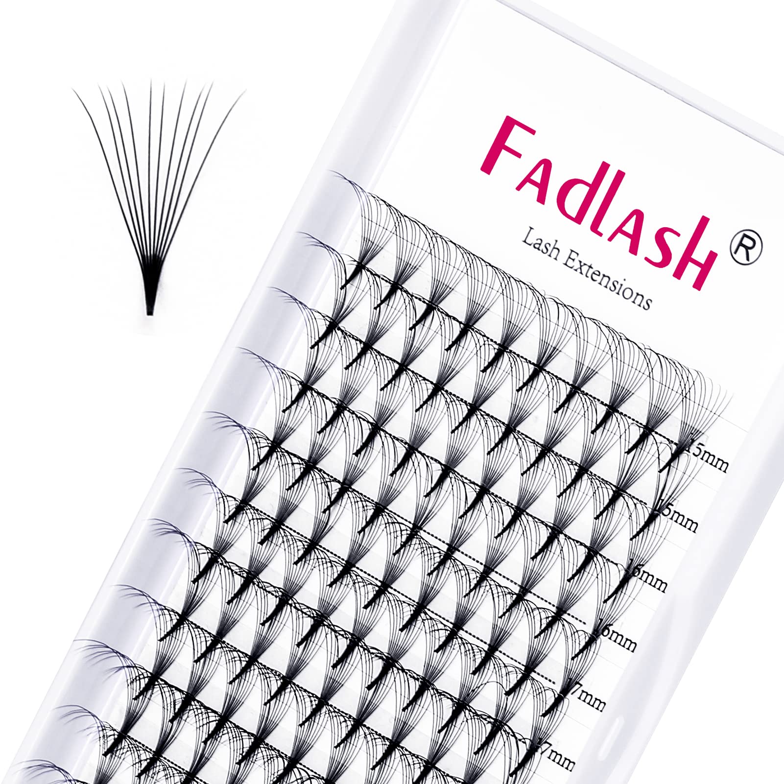 10D C Curl Volume Eyelash Extensions - 0.07mm Mixed Length (15-20mm) Premade Fans with Pointed Base & Middle Stem - Perfect for Salon Professionals & DIY Lash Lovers