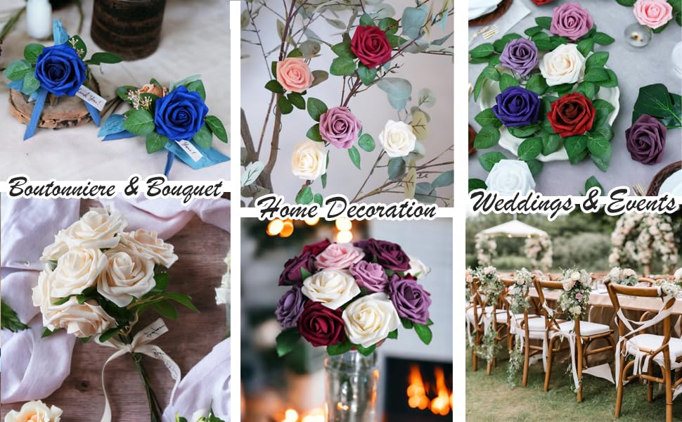 25pcs Realistic Purple Foam Artificial Roses with Stems - DIY Wedding Bouquets, Home Decor, Party Centerpieces, Table Arrangements, Gift Wrapping & Romantic Decorations