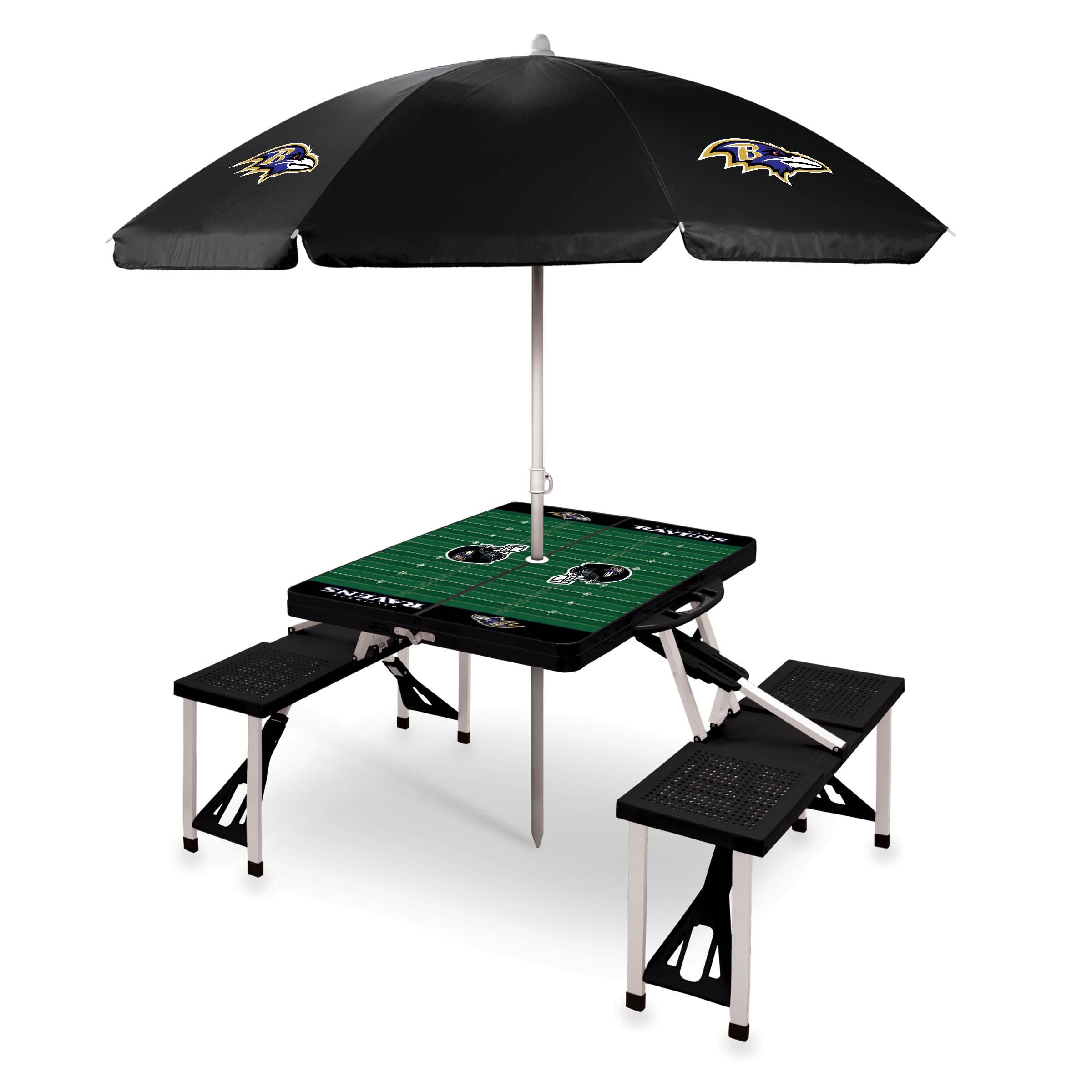 PICNIC TIME NFL Portable Folding Picnic Table with 4 Seats & Umbrella - Perfect for Tailgating, Camping, Beach & Outdoor Parties