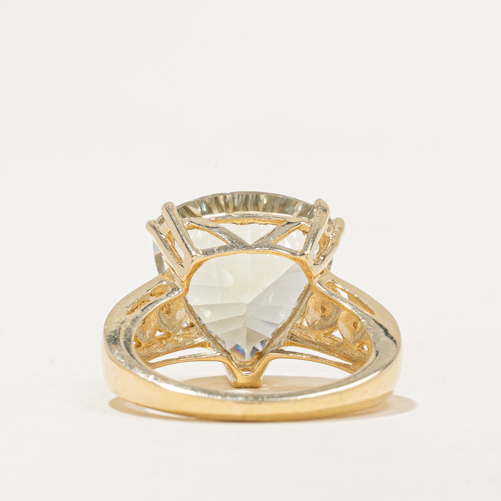 Prasiolite & Diamond Ring - 7.00ct Green Quartz with 0.02ctw Diamond Accents - Size 7 - Elegant Jewelry for Women - Perfect for Weddings, Anniversaries & Special Occasions
