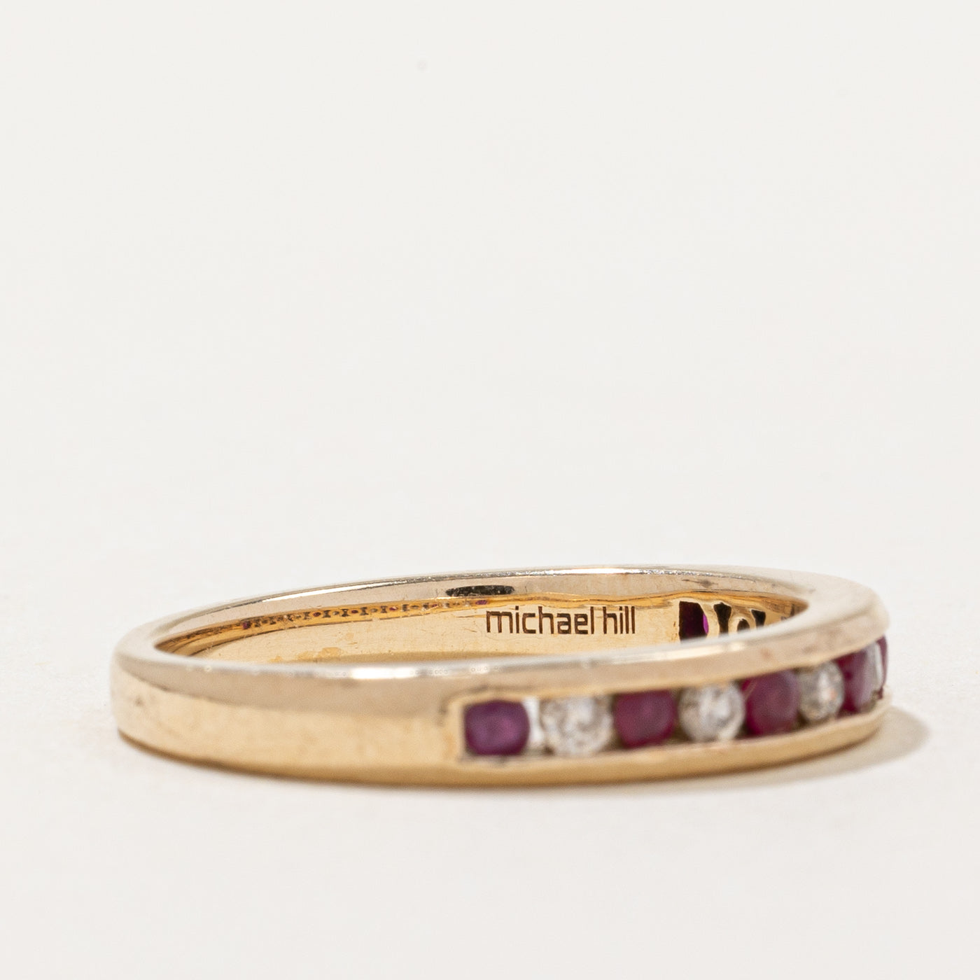 Michael Hill Channel Set Ruby & Diamond Wedding Band - 0.21ctw Ruby & 0.12ctw Diamonds - Size 7 - Elegant Engagement Ring for Women, Perfect for Anniversaries & Romantic Gifts
