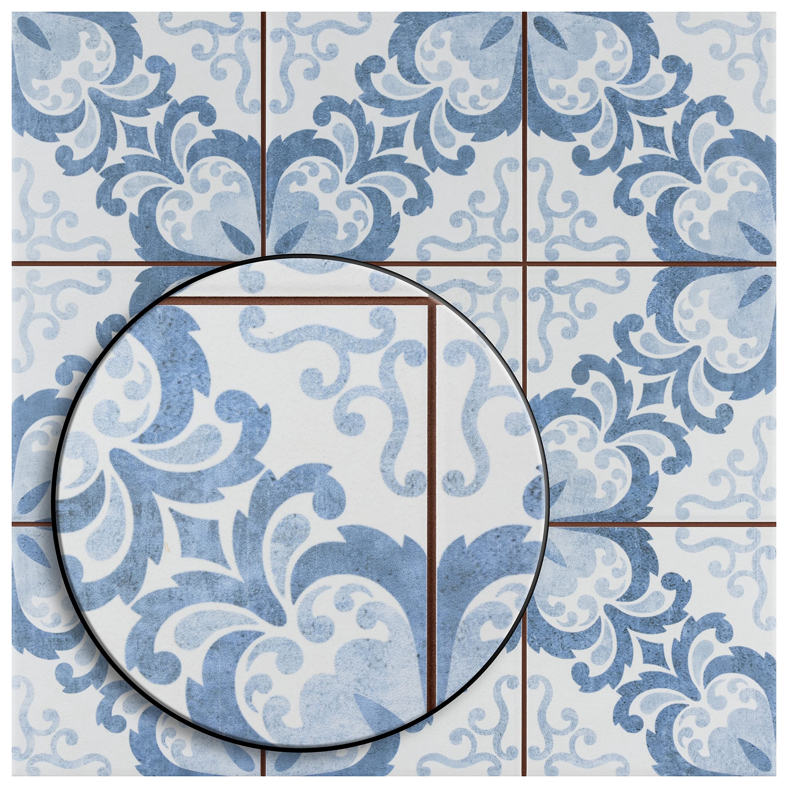 Merola Tile Harmonia Floral Lattice Blue 13