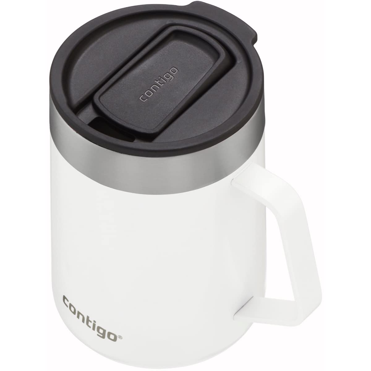 Contigo 14oz Insulated Stainless Steel Travel Mug with Handle - Leak-Proof Coffee Thermos for Office, Car & Commuting - BPA-Free Hot & Cold Drink Tumbler - Salt Color