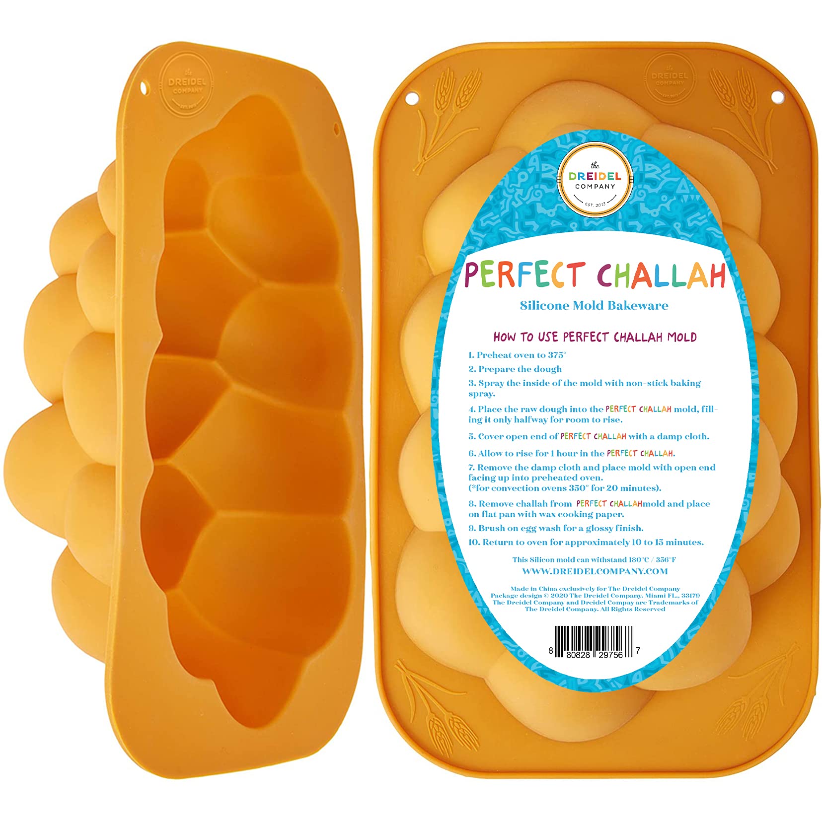 The Dreidel Company Silicone Challah Braid Bread Mold - Kosher Baking Pan for Perfect Braided Challah, No Shaping Required - Medium Size (Single) - Ideal for Jewish Holidays, Shabbat, and Home Baking