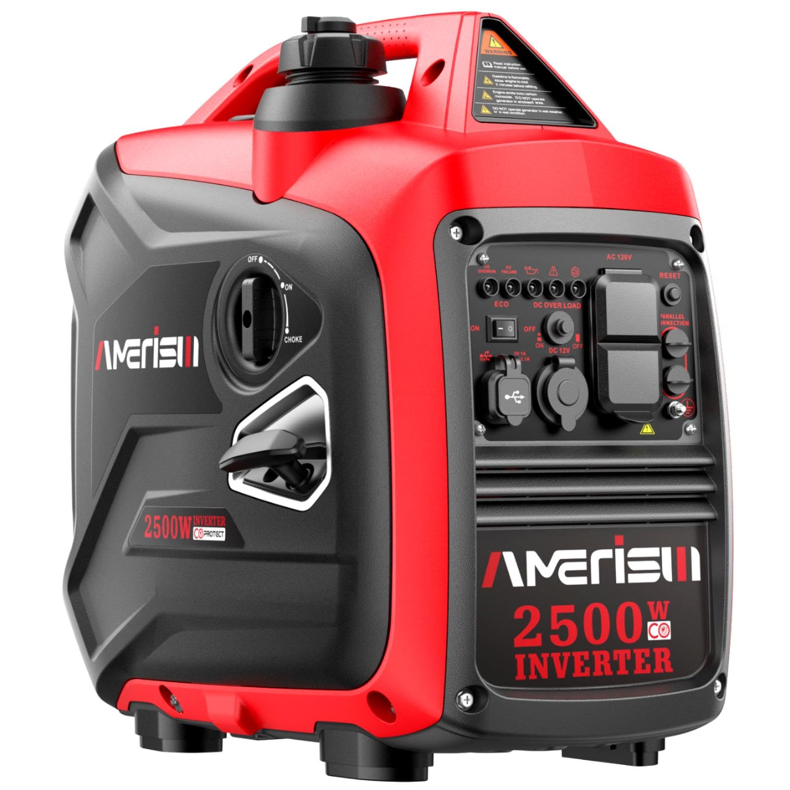2500W Portable Inverter Generator - Ultra Quiet Gas Powered Generator with CO Sensor | EPA Compliant 2025 Model for Camping, RV, Tailgating & Home Emergency Backup Power