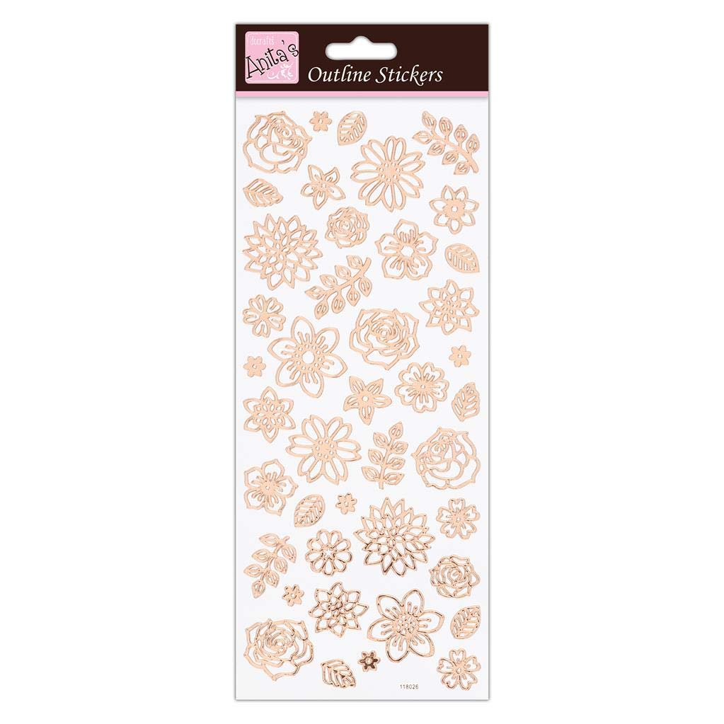 Anita's Scrapbooking Stickers - Rose Gold on White Decorative Stickers for DIY Crafts, Journals, Planners & Scrapbooks | Perfect for Card Making, Gift Wrapping & Home Decor