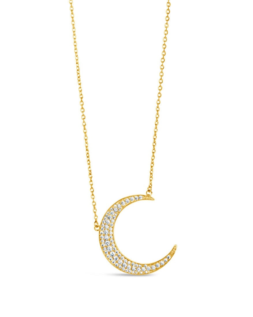 CZ Crescent Moon Pendant Necklace for Women - Elegant Sterling Silver Jewelry - Perfect for Gifts, Parties & Everyday Wear