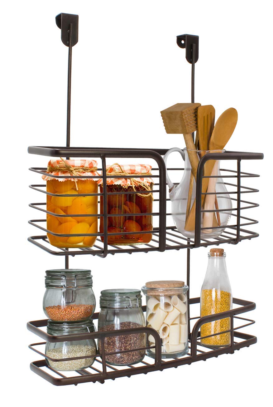Over The Cabinet Door Organizer Shelf - Space Saving Iron Rack for Bathroom, Pantry, Laundry & Kitchen Storage | Perfect for Towels, Spices, Cleaning Supplies & More