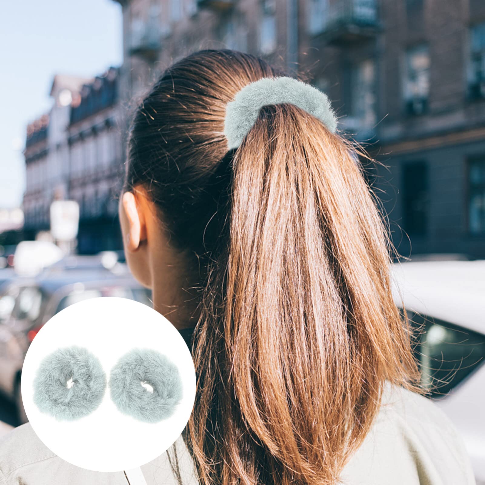 LALAFINA 2-Pack Soft Plush Headbands for Women - Stretchy Fuzzy Hair Bands, Fashionable Scrunchies & Exercise Headwraps - Perfect for Workouts, Yoga, Running and Everyday Styling