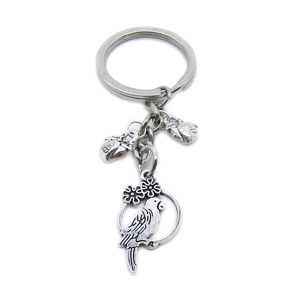 100 Pcs Bulk Keychain Charms - Parrot & Peach Blessing Keyring Jewelry Clasps for DIY Crafts, Party Favors & Gift Accessories