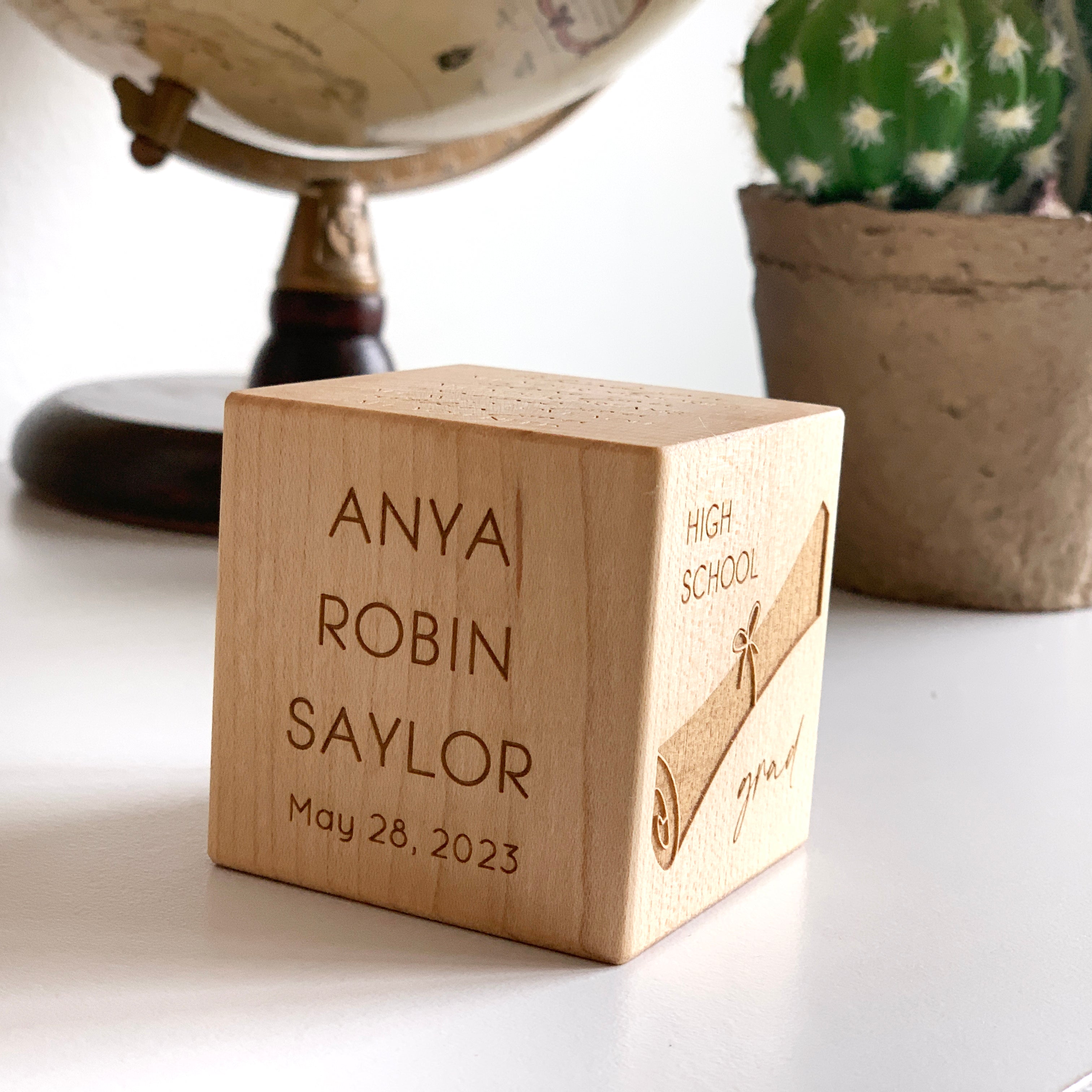 Personalized High School Graduation Keepsake Block - Custom Wooden Photo Block Gift for Graduates - Perfect for Graduation Party Decor, Memory Display & Gift Giving