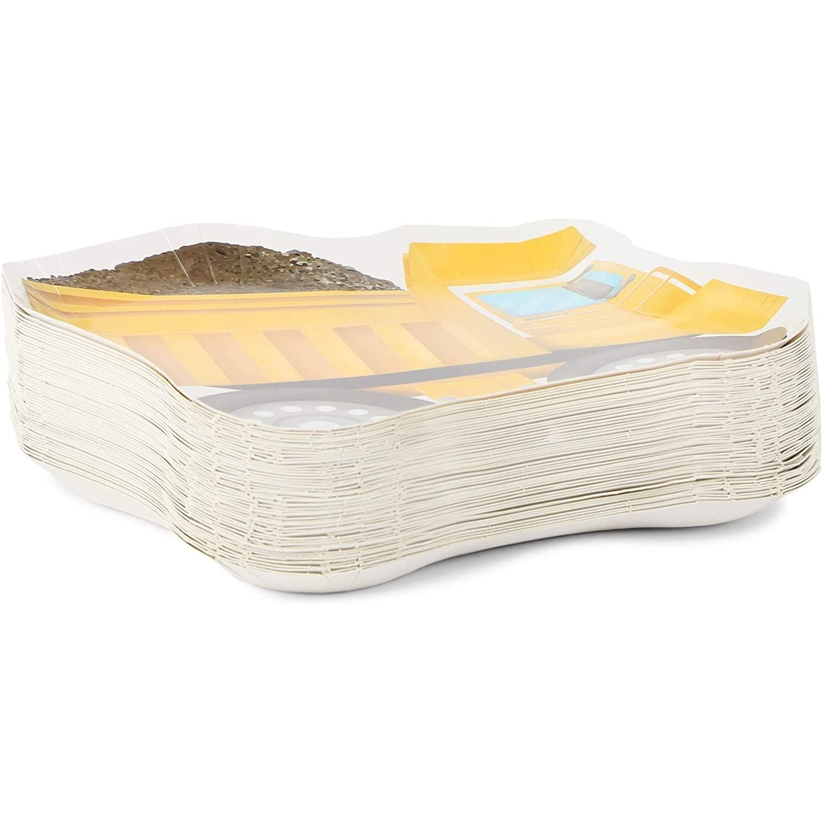 BLUE PANDA Construction Birthday Party Paper Plates - 10 x 8.8 Inches, 48-Pack of Construction Truck Themed Disposable Plates for Kids, Boys, Baby Shower & Construction Theme Party Supplies