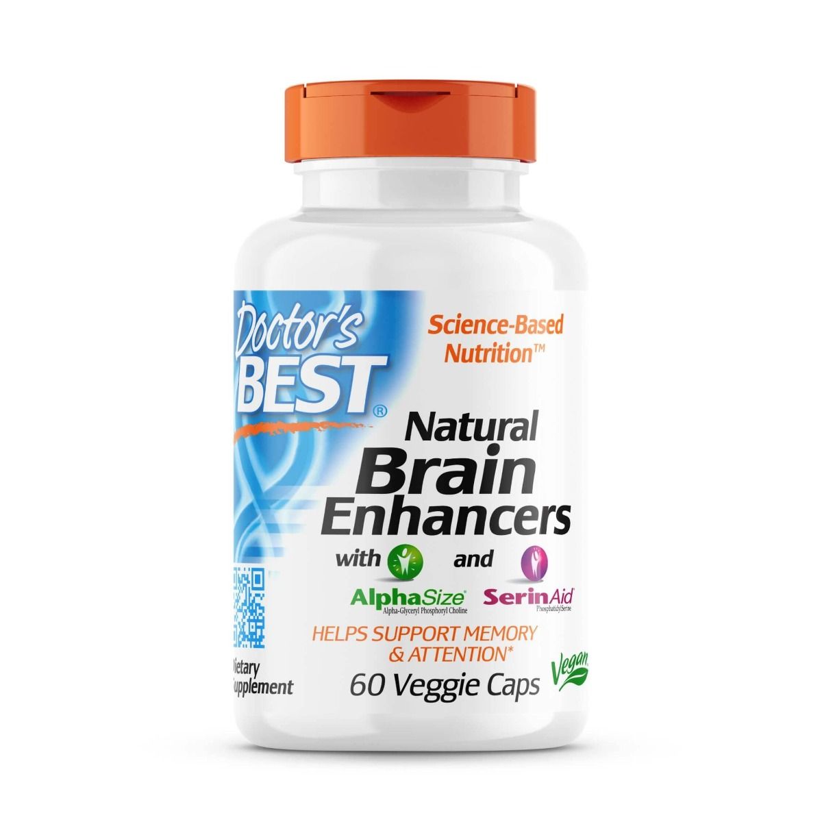 Doctor's Best Natural Brain Enhancer Supplement with AlphaSize & SerinAid - 60 Vegetarian Capsules for Memory, Focus & Cognitive Support - Perfect for Students, Professionals & Seniors