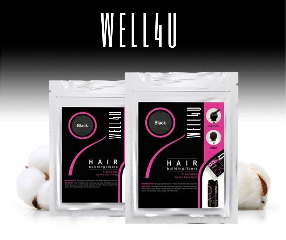 WELL4U Micro Hair Fibers for Thinning Hair - Natural Hair Thickening Powder, Hair Filler & Volumizer (50g, Light Brown) - Instant Coverage for Bald Spots & Hair Loss - Perfect for Daily Use, Special Occasions & Confidence Boosting