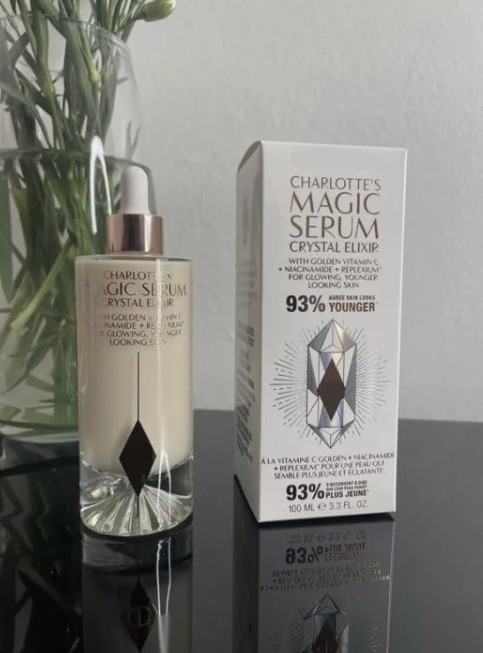 Charlotte's Magic Serum Crystal Elixir 100ml - Anti-Aging Face Serum with Hyaluronic Acid & Vitamin C for Glowing Skin | Day & Night Moisturizer for Women