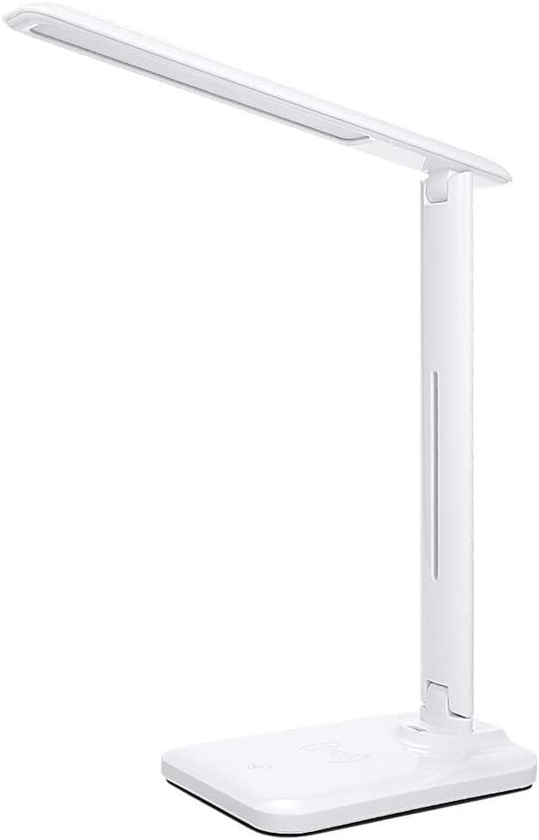 Baijiexun LED Desk Lamp with Wireless Charging, USB Night Light, Touch Control & 3 Modes - Eye-Caring Table Lamp for Office, Home, Study & Bedside Reading