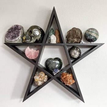 ONOW MaxCo Gothic Pentagram Wall Shelf - Wiccan & Witch Decor for Pagan Altar, Horror & Halloween Room Decoration (14x3 Inches) - Perfect for Gothic Bedroom, Dark Aesthetic Home & Occult Themed Spaces