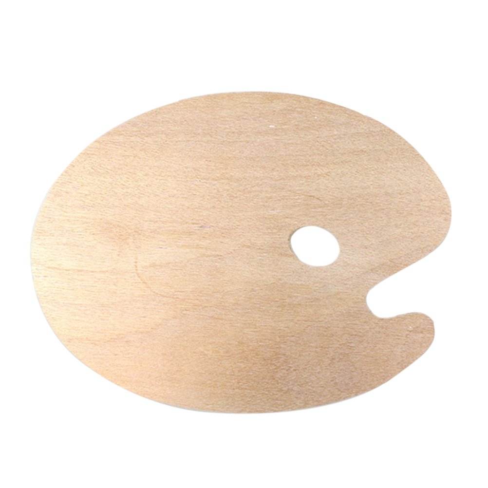 Premium Wooden Artists Painting Palette - Oval Shaped with Thumb Hole for Oil, Acrylic & Watercolor Paints | Perfect for Studio, Classroom & Outdoor Painting