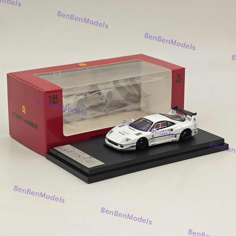 1/64 Scale STREET WARRIOR SW LBWK Ferrari F40 White Diecast Model Car - Limited Edition Collectible for Display, Racing Enthusiasts & Car Lovers