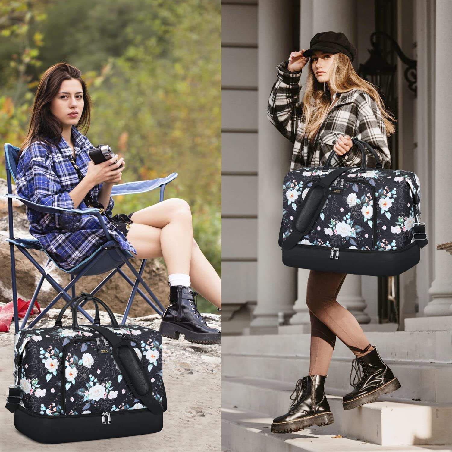 Stylish Women's Travel Weekender Bag with Shoe Compartment - 21 Inch Oversized Carry On Duffel & Overnight Tote Bag for Gym, Weekend Getaways & Business Trips