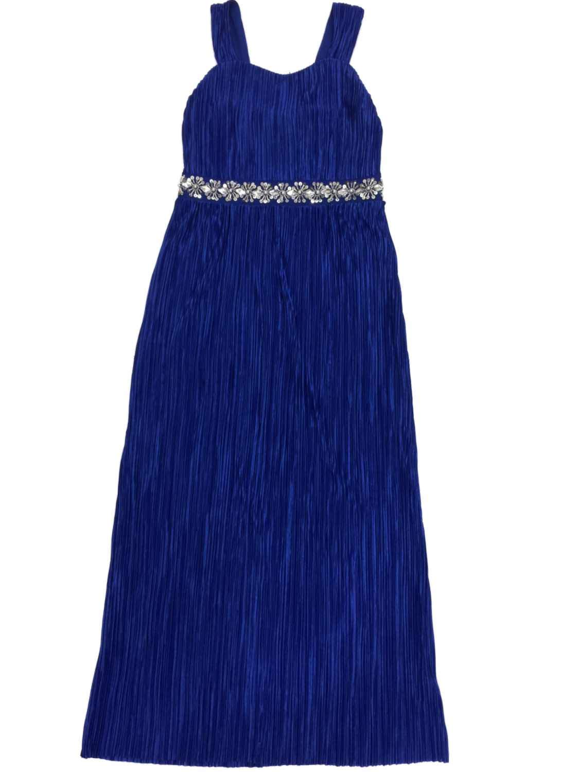 Girls Blue Sequin Star Embellished Waist Formal Party Flower Girl Dress - Perfect for Weddings, Pageants, Birthday Parties & Special Occasions