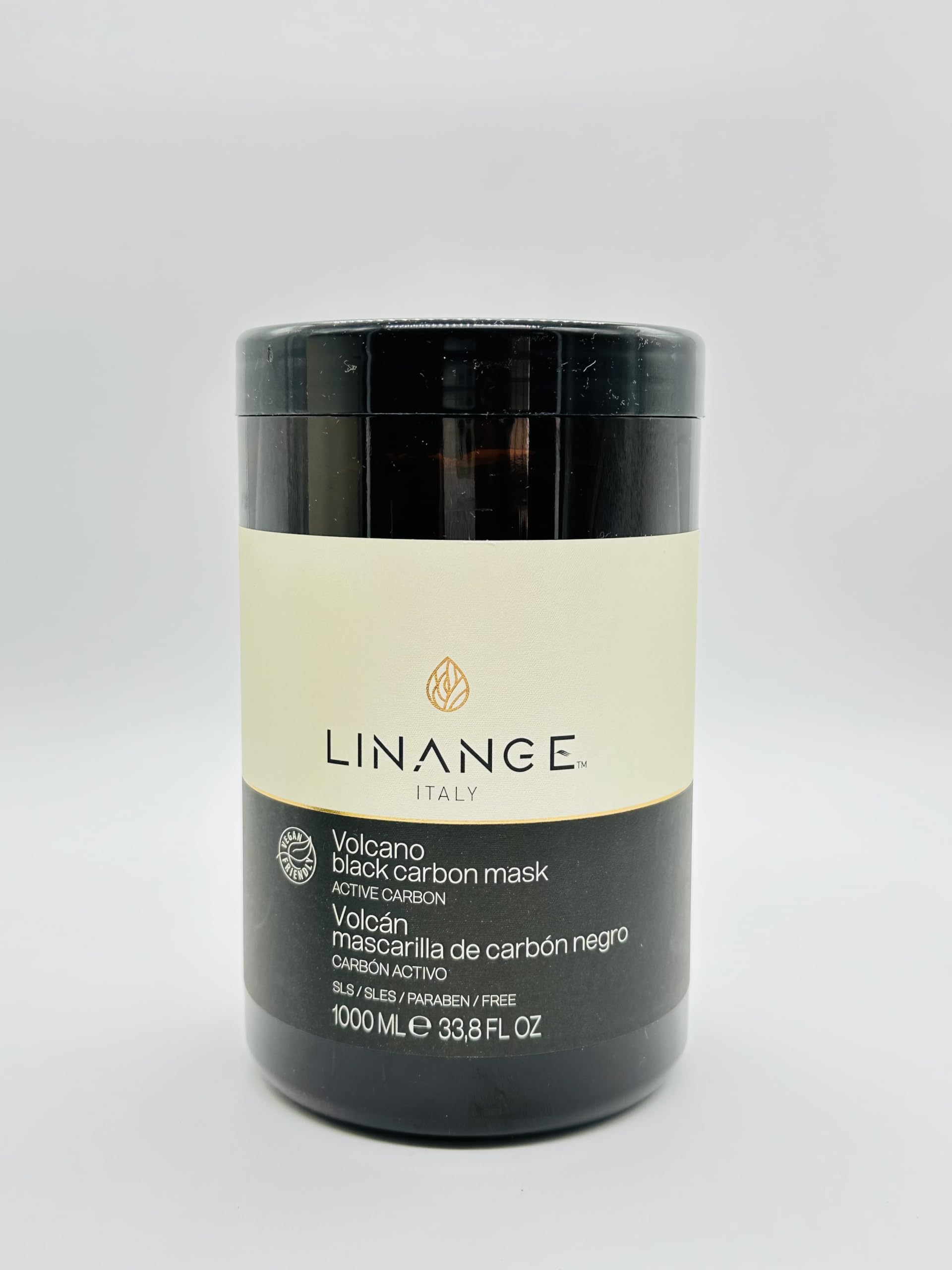 Linange Black Carbon Volcano Shampoo with Activated Charcoal & Deep Cleansing Mask - 1000ml/33.8 Fl oz for Detoxifying & Volumizing Hair - Perfect for Oily Scalp & Color-Treated Hair Care