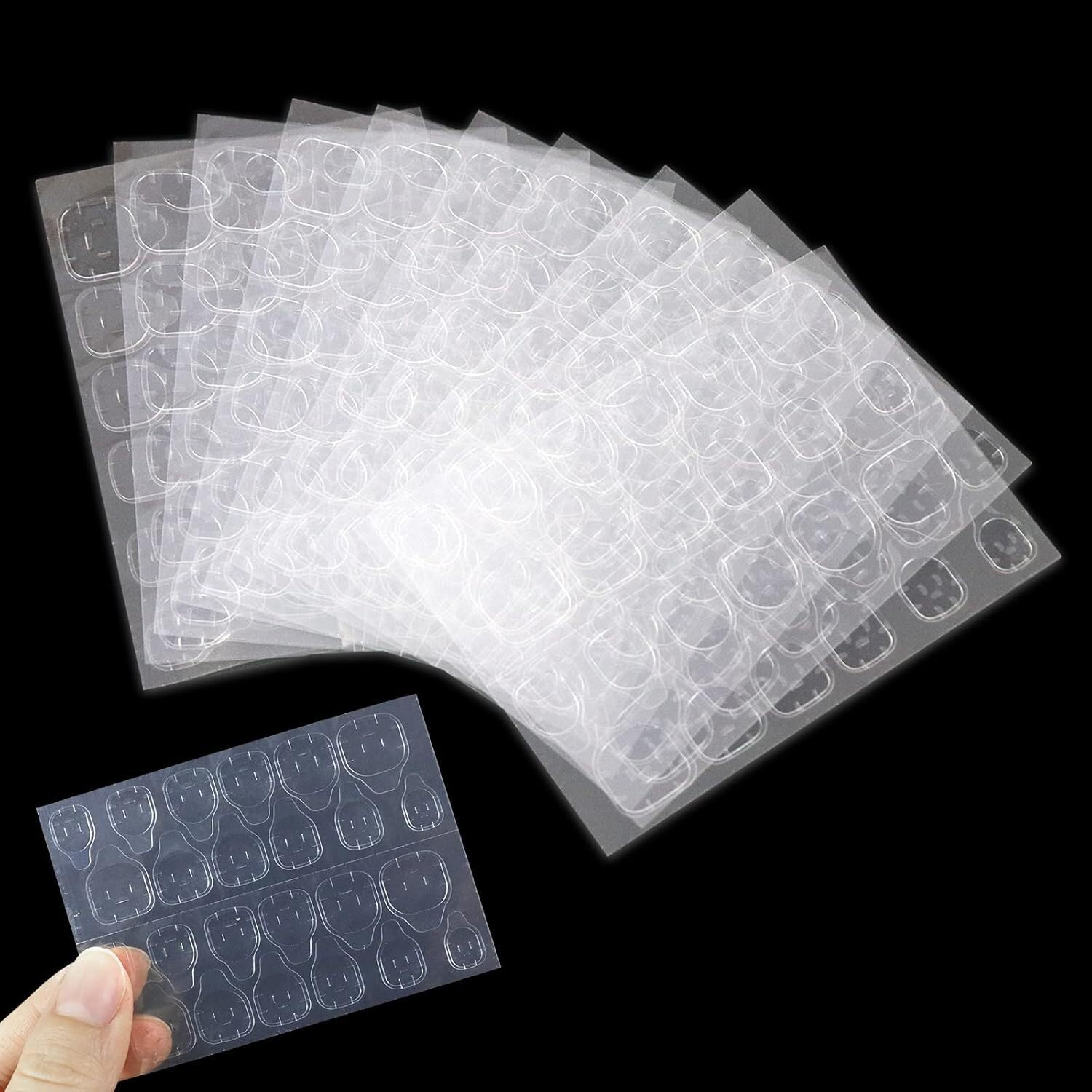INSIME 192 Double Sided Nail Glue Stickers - 15 Sizes Strong Adhesive Tabs for Press On Nails | Fake Stick On Nails with Easy Application & Long Lasting Hold | Perfect for Manicures, Nail Art & Salon Use at Home