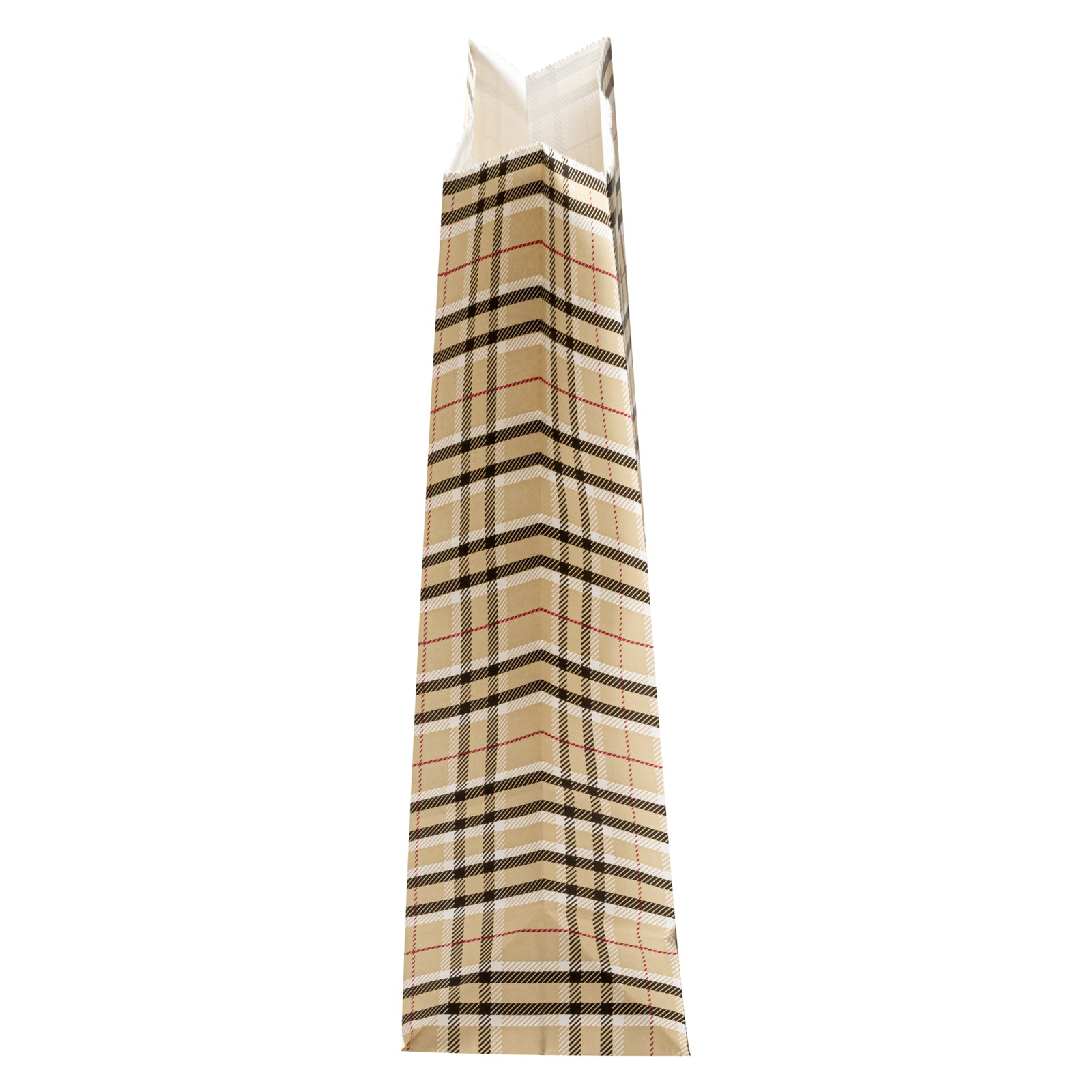Eco-Friendly Plaid Paper Bags 6lb Capacity - 6x3.5x10.75 Inches - Pack of 100 - Perfect for Retail Shopping, Gift Wrapping & Party Favors