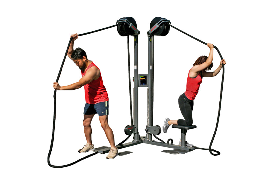 Ropeflex RX2500 D Dual Station Rope Trainer - Professional Grade Ski Rope Training Equipment for Home & Gym Use - Perfect for Skiing, CrossFit, and Strength Training Workouts