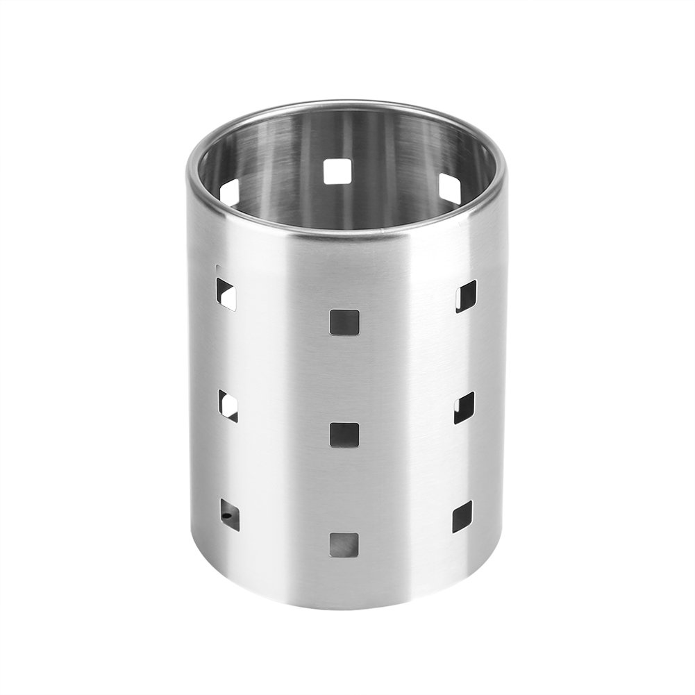 Stainless Steel Kitchen Utensil Holder for Countertop - Cooking Tool Organizer with 6 Slots for Spoons, Spatulas & Chopsticks - Perfect for Kitchen Counter Storage & Organization (Black) - Ideal for Home Chefs & Small Kitchen Spaces
