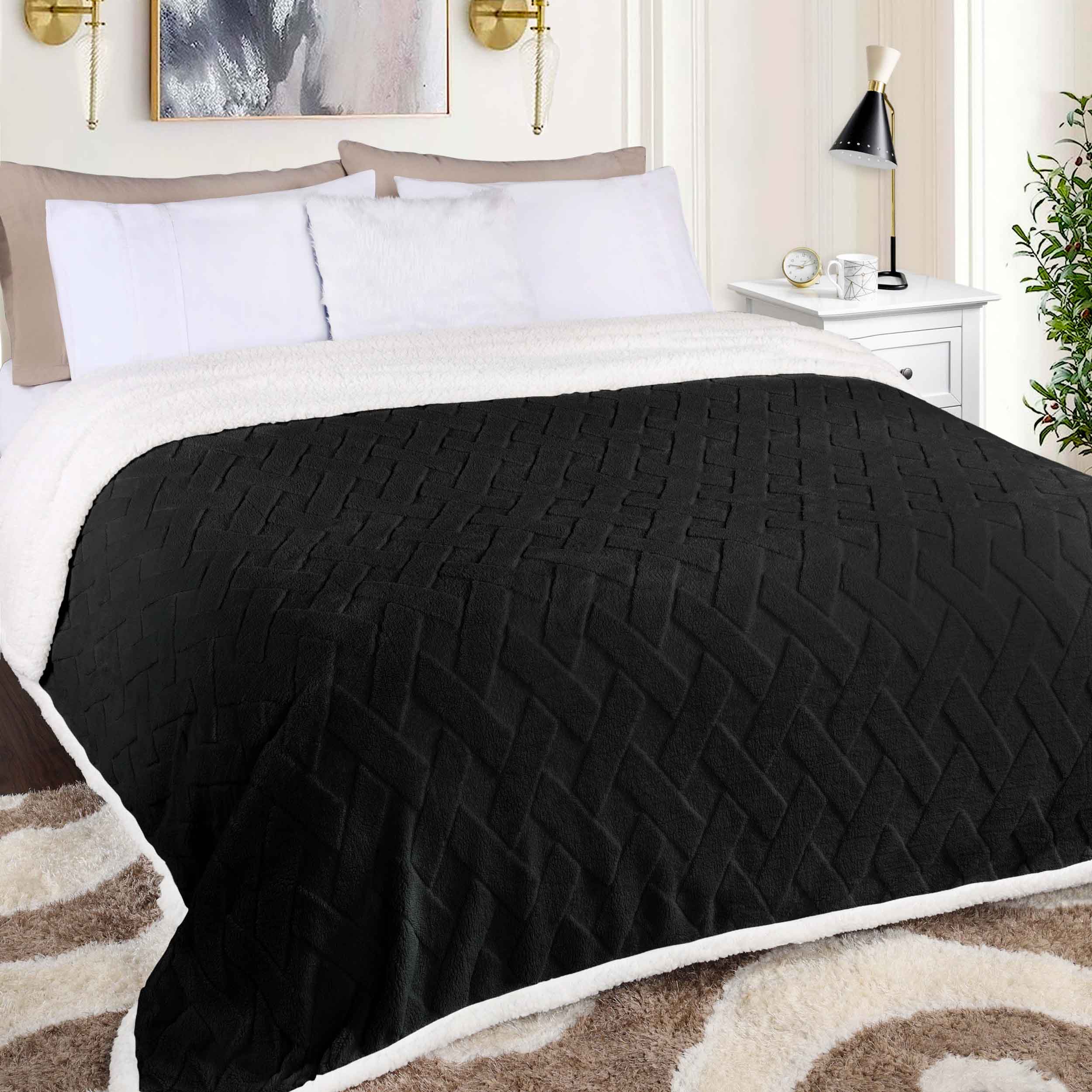 Nuuk Reversible Jacquard Lattice Plush Sherpa Fleece Blanket - Ultra Soft & Warm Winter Throw for Couch, Bed & Travel - Cozy Home Decor Gift for Christmas & Cold Weather