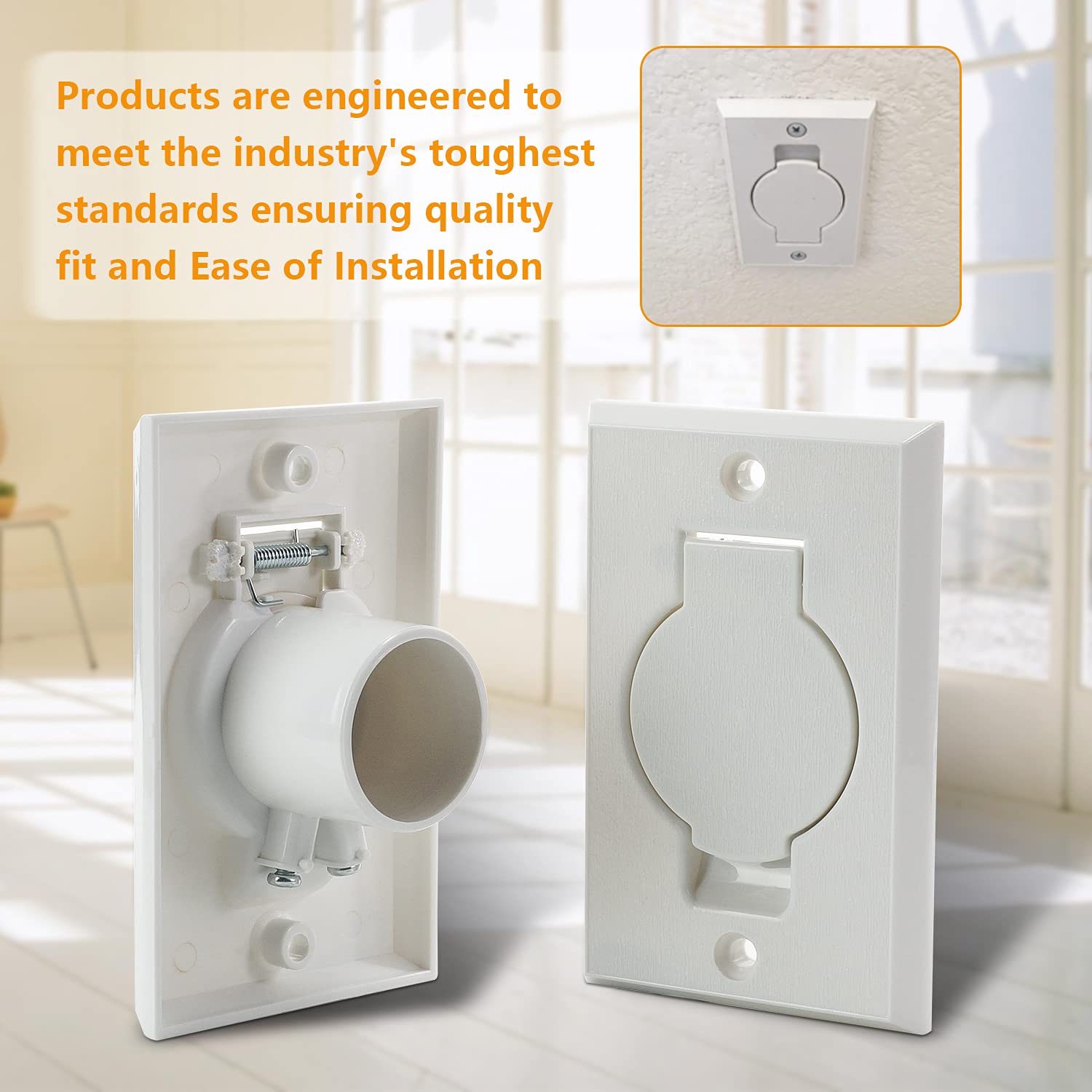 Standard Central Vacuum Wall Plate Inlet Valve Cover - 2 Pack White Round Door for Beam & Nutone Central Vacuum Systems | Perfect for Home & Commercial Vacuum Installations