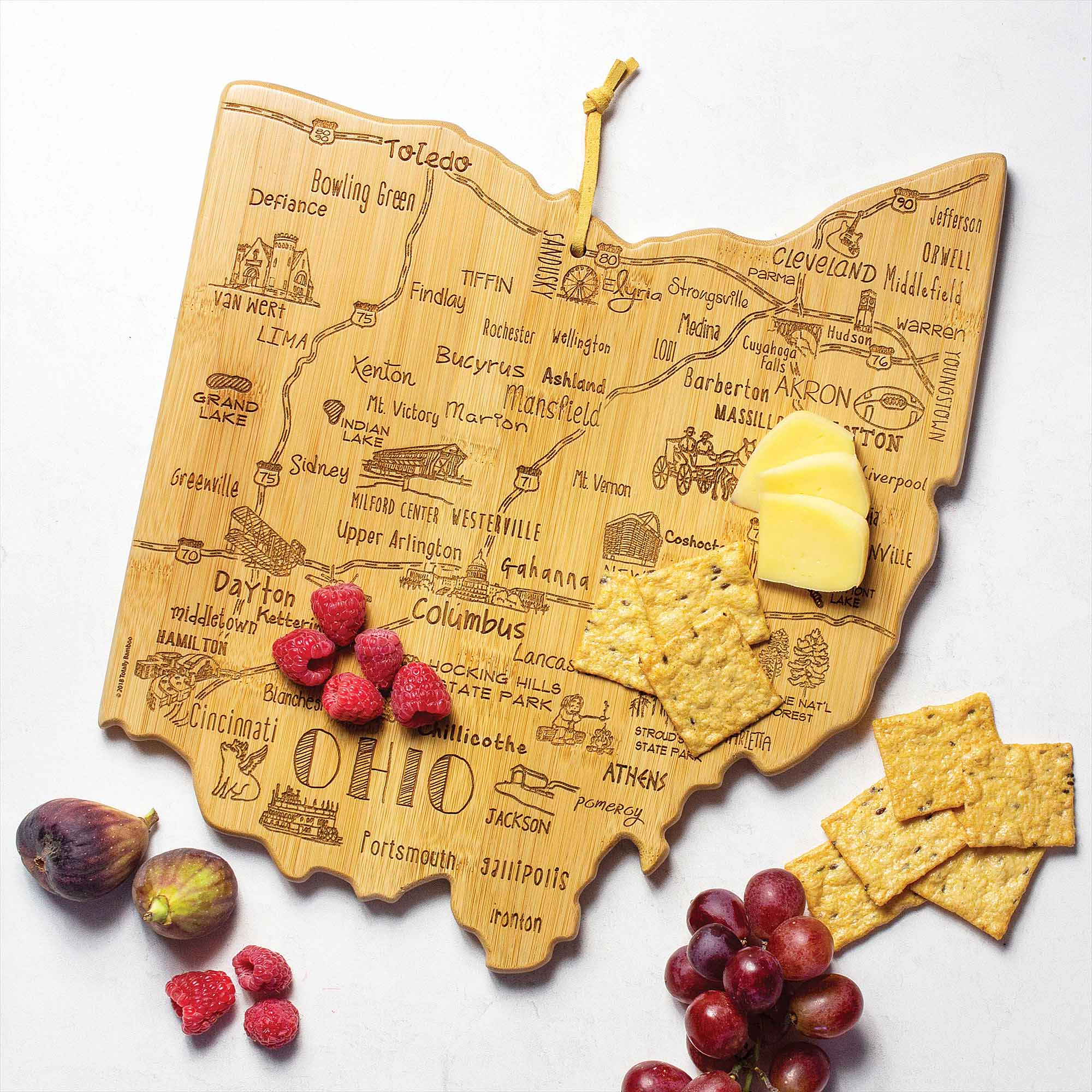 Ohio Shaped Wooden Cutting Board - 12