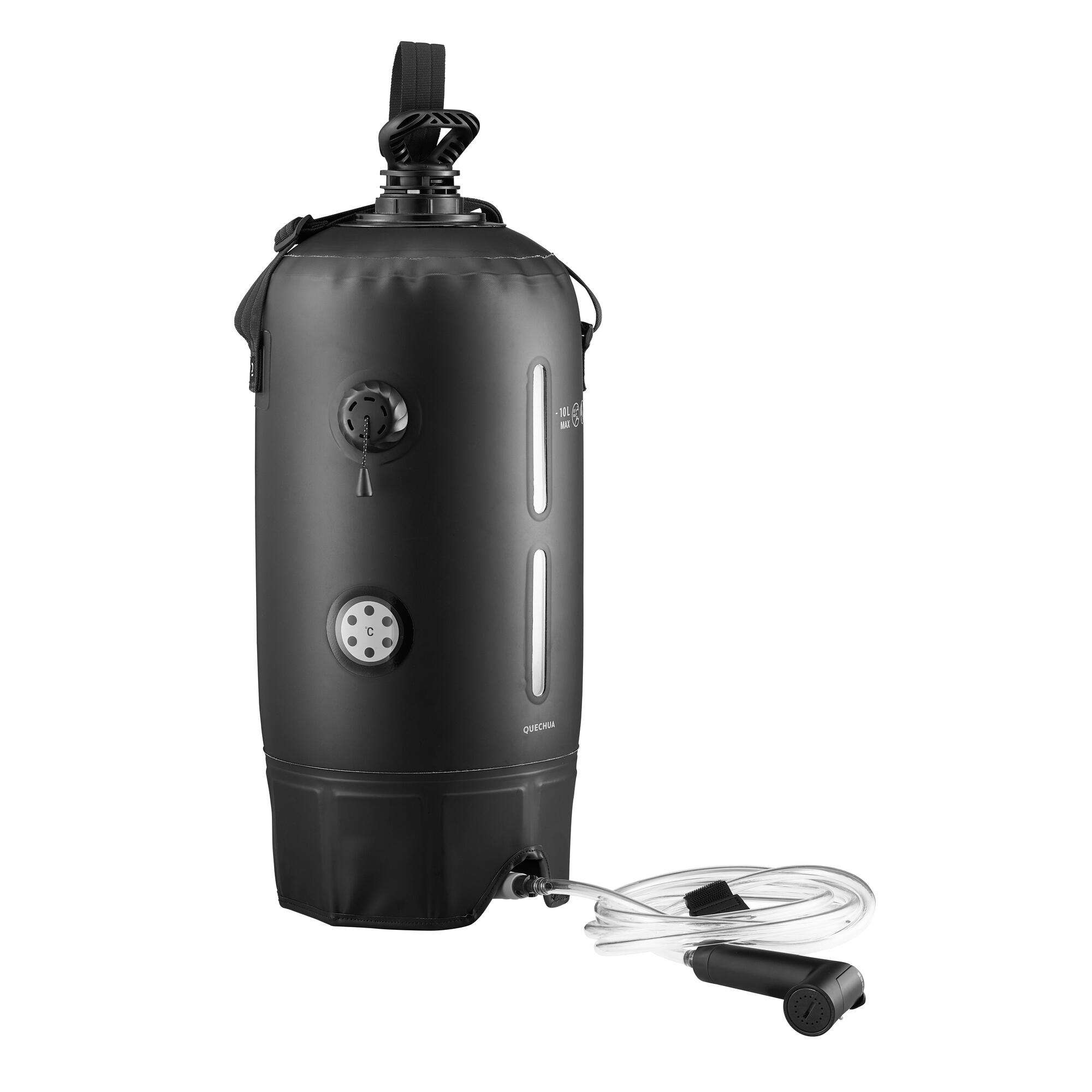 Quechua 10L Solar Pressure Camping Shower - Portable Outdoor Shower for Hiking, Backpacking & RV Trips - Perfect for Camping, Beach & Emergency Use