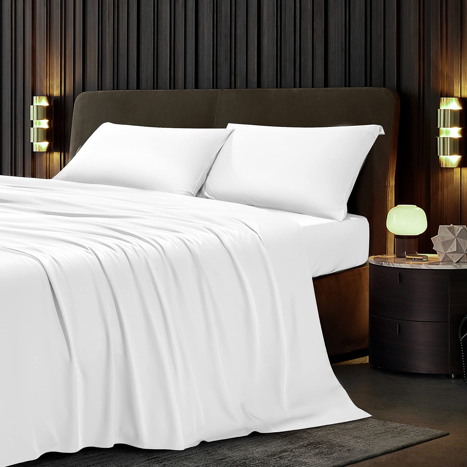 Final Sale: Protect A Bed Naturals Collection Tencel Sheet Set - White California King Size | Premium Soft & Breathable Bedding for Hotels, Guest Rooms & Master Bedrooms