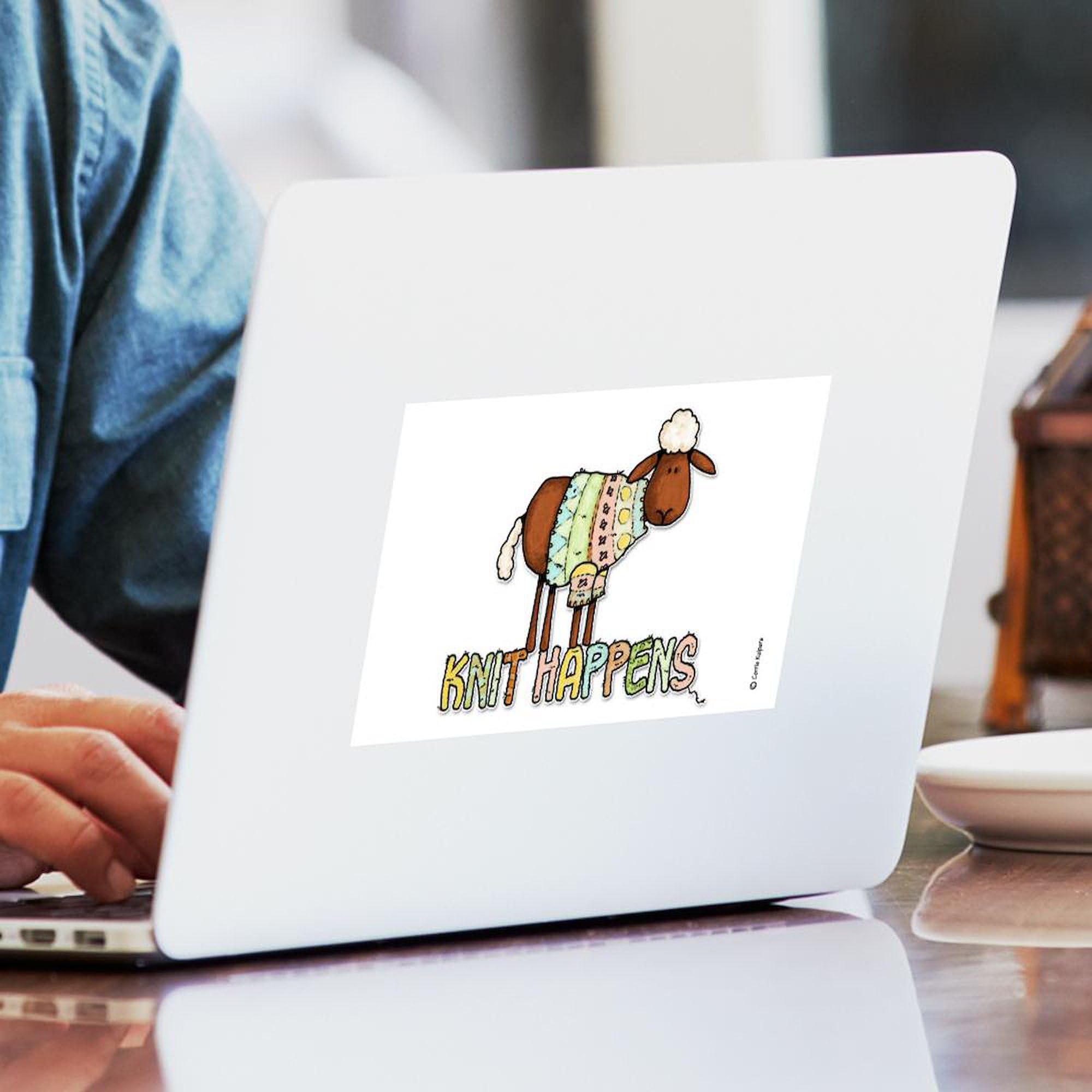 Knit Happens Rectangle Sticker - Funny Knitting Bumper Decal for Cars, Laptops & Water Bottles - Humorous Gift for Knitters & Craft Lovers
