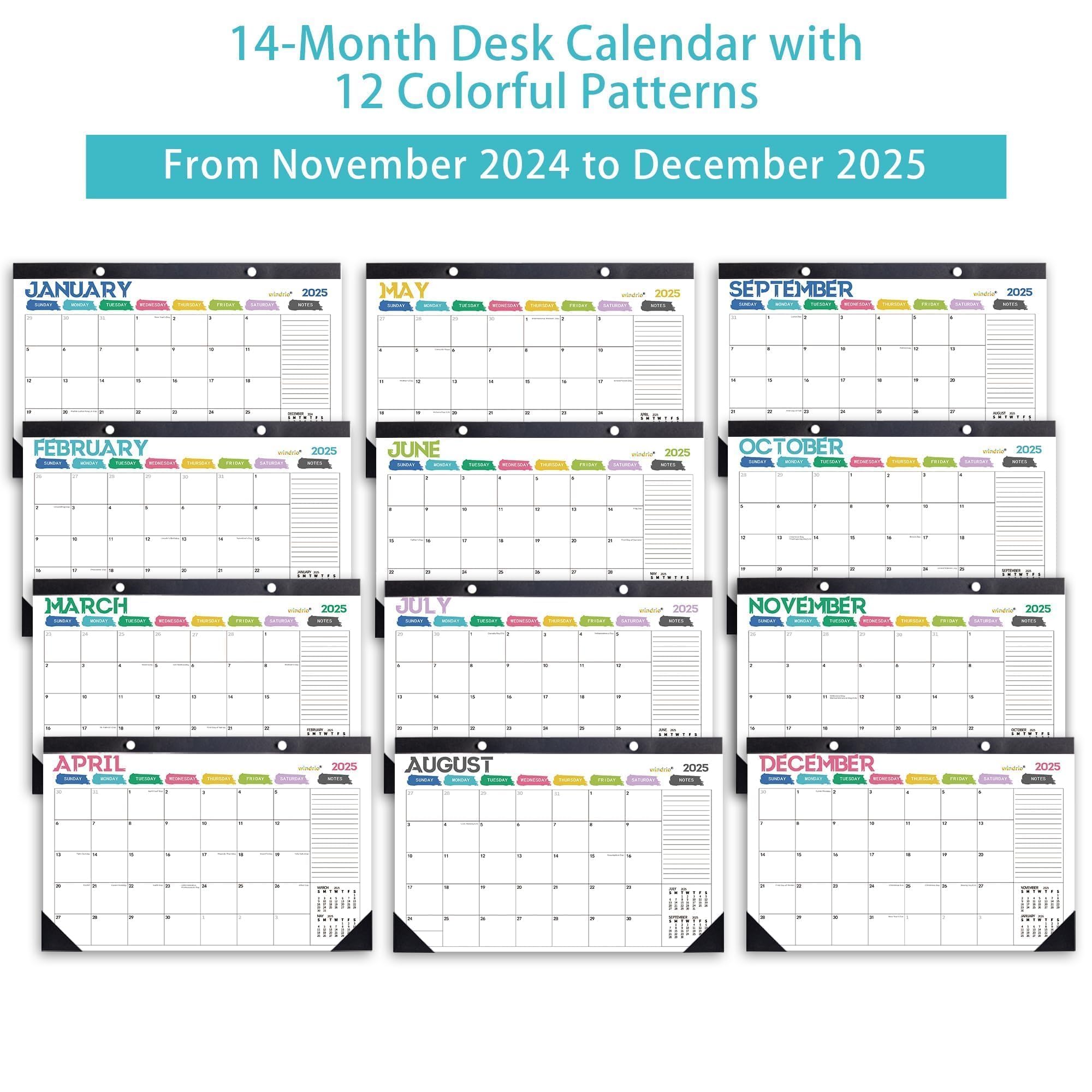 2025 Desk & Wall Calendar - January to December Monthly Planner (17