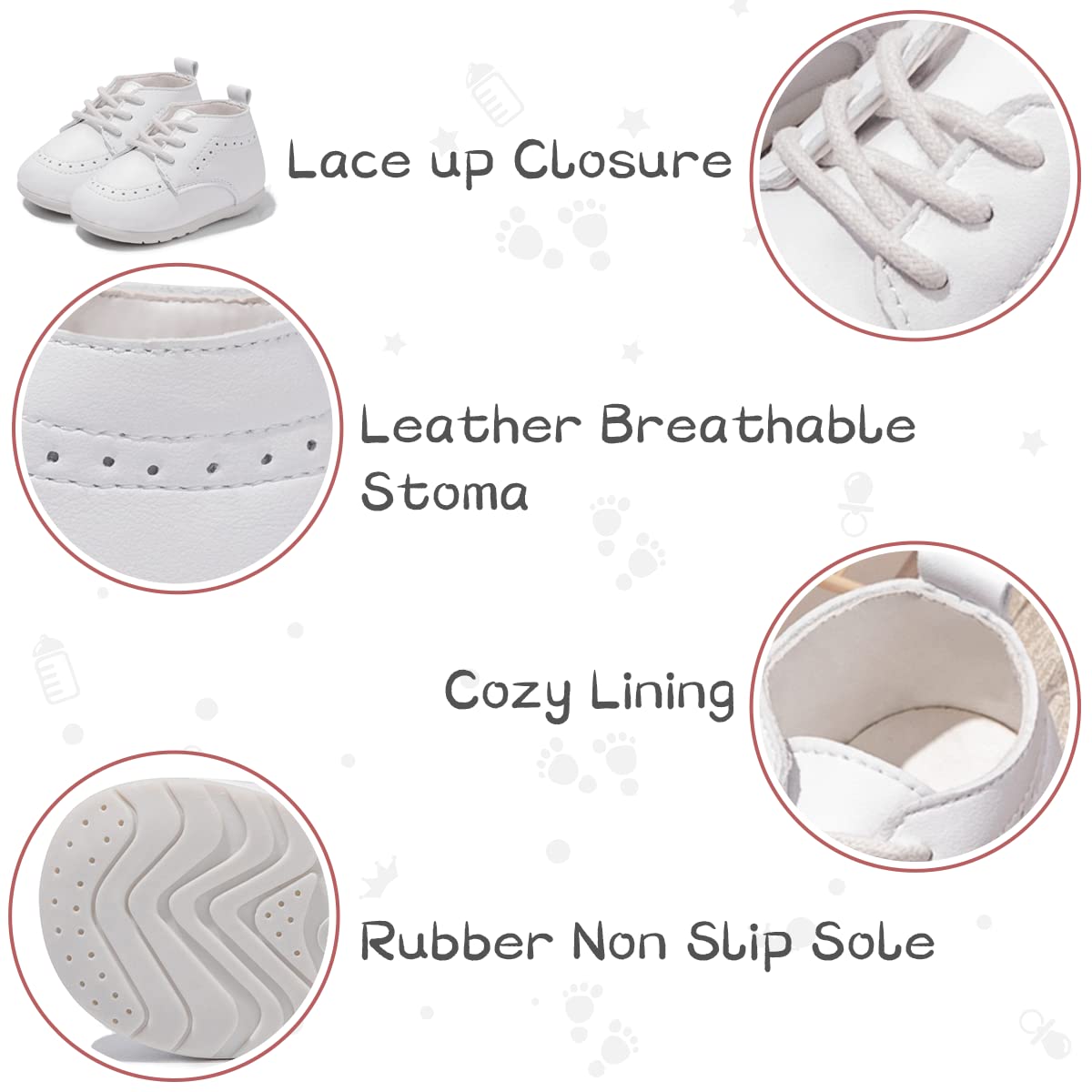 Baby Oxford Shoes for Boys & Girls - PU Leather Loafers with Soft Sole for Weddings & Walking