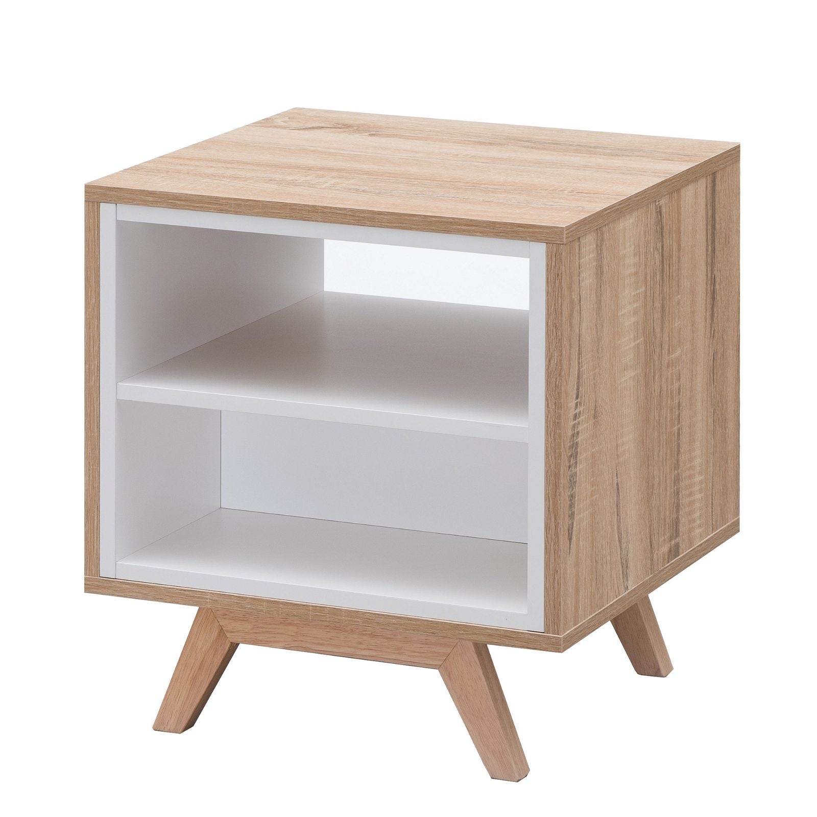Criterion Tuscany End Table - 450mm White Oak Wood Nightstand for Living Room, Bedroom & Office Furniture