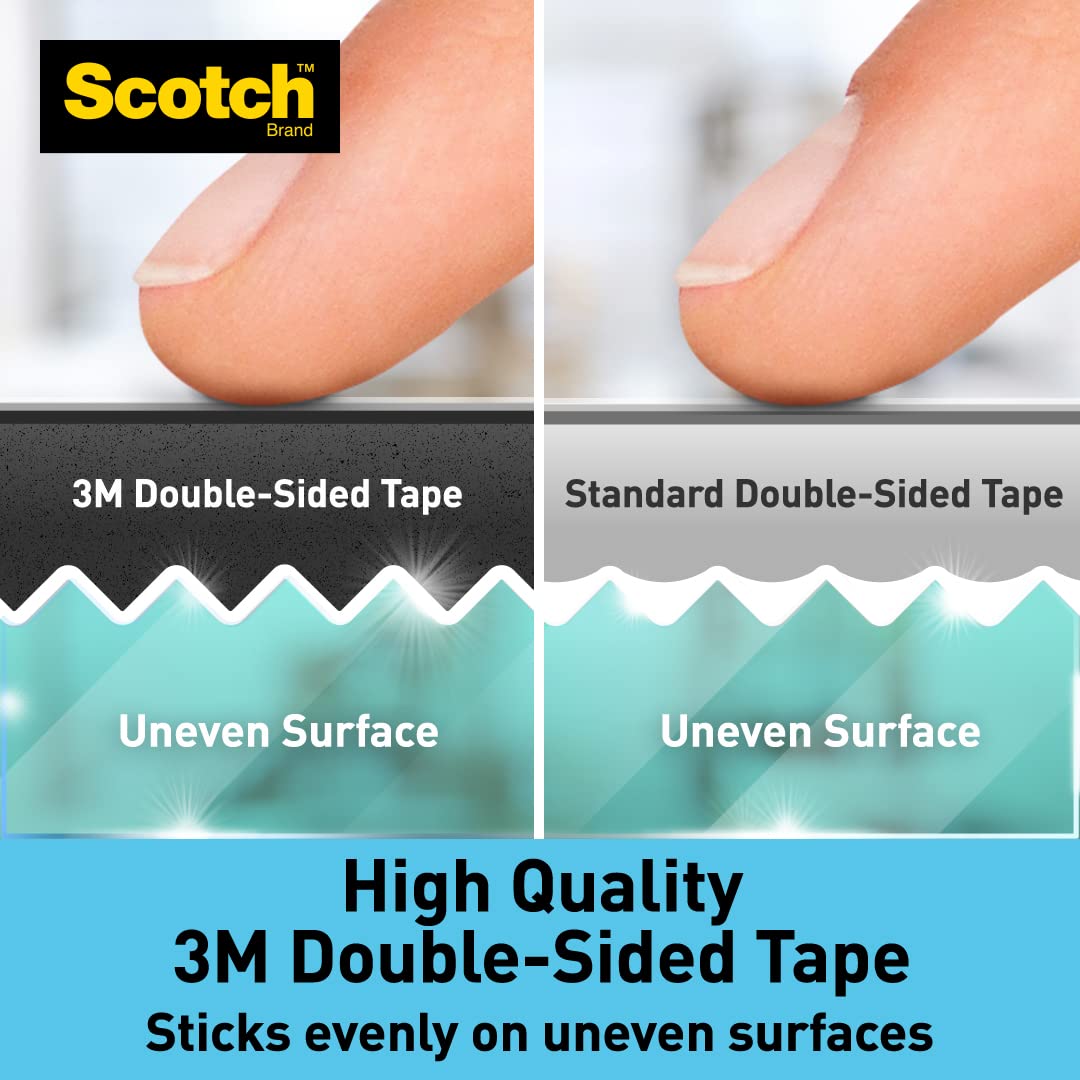Scotch Clear Double-Sided Heavy Duty Tape - 3.3kg/Meter Strong Adhesive for Walls, Wood & Uneven Surfaces | Invisible Mounting Solution for Home Decor, Picture Hanging & DIY Projects