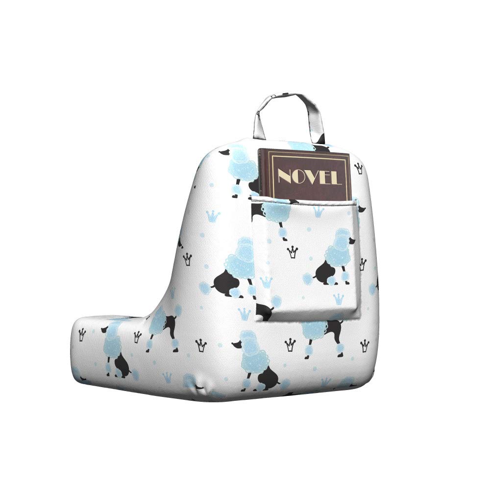 Ambesonne Poodle Reading Pillow Cover - Hand Drawn Crown & Scribble Fluffy Dog Design - Soft Fabric Unstuffed Bed Rest Case - Small Size Pale Blue & White - Perfect for Reading in Bed, Sofa or Floor Lounging
