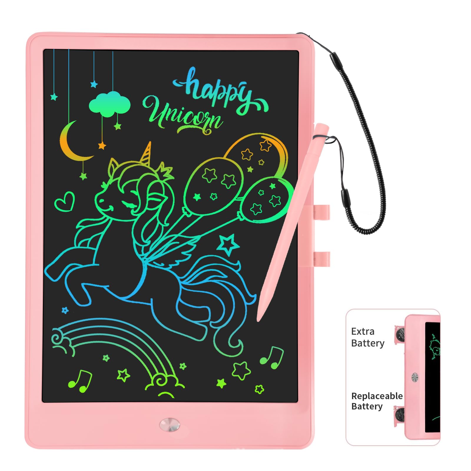 10 Inch LCD Writing Tablet for Kids - Colorful Reusable Doodle Board, Electronic Drawing Pad | Educational Learning Toy for Toddlers & Girls (Pink) | Perfect for Home, School & Travel Activities