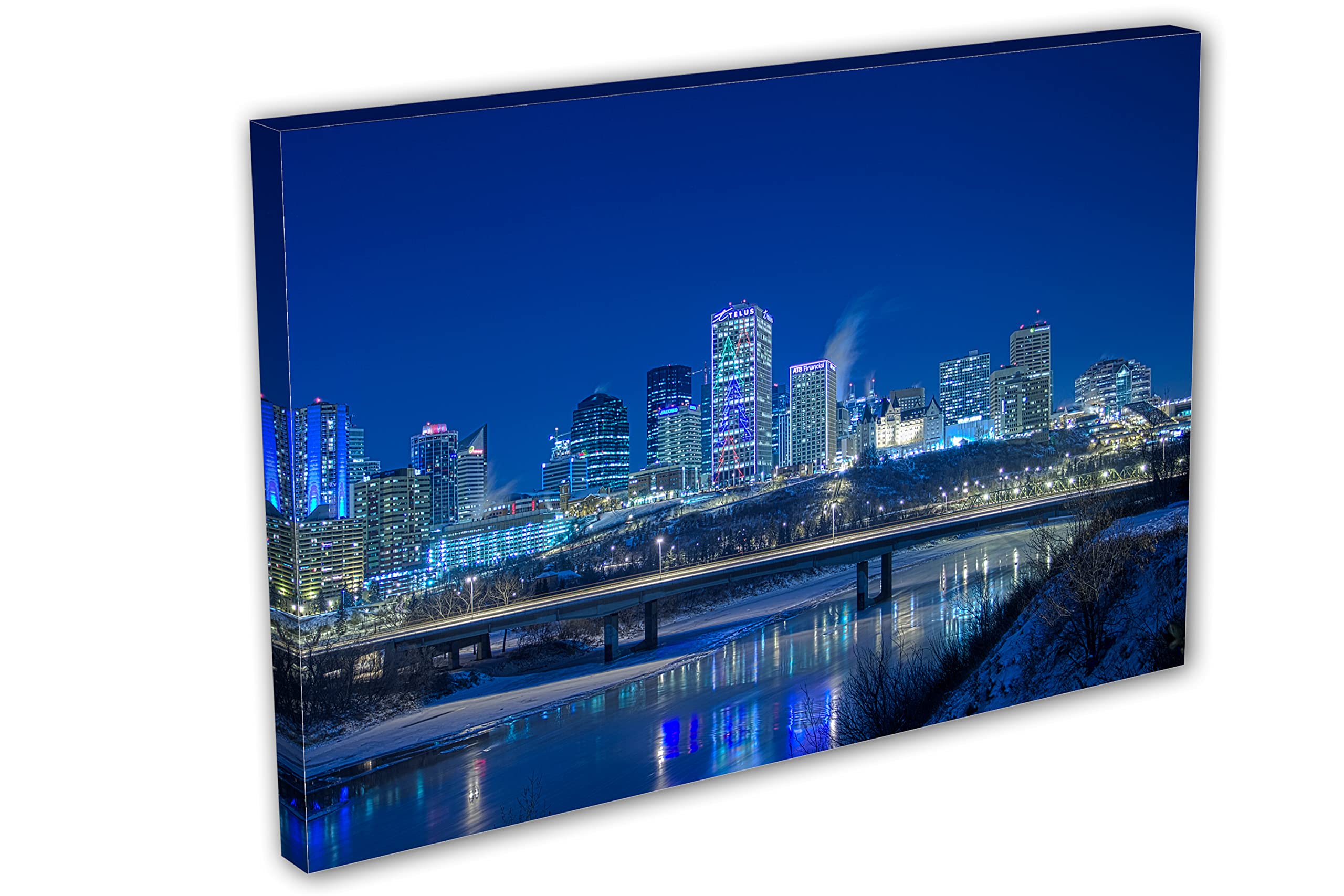 54 x 36 Edmonton Canada Skyline Canvas Print - Modern Wall Art for Home Decor, Office & Living Room | Premium Cityscape Painting for House & Apartment Wall Decoration