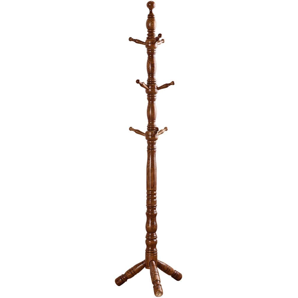 9-Hook Free Standing Wooden Coat Rack - 185cm Tall Entryway Hanger for Hats, Clothes & Scarves | Durable Wood Coat Stand for Hallway, Bedroom & Office Organization