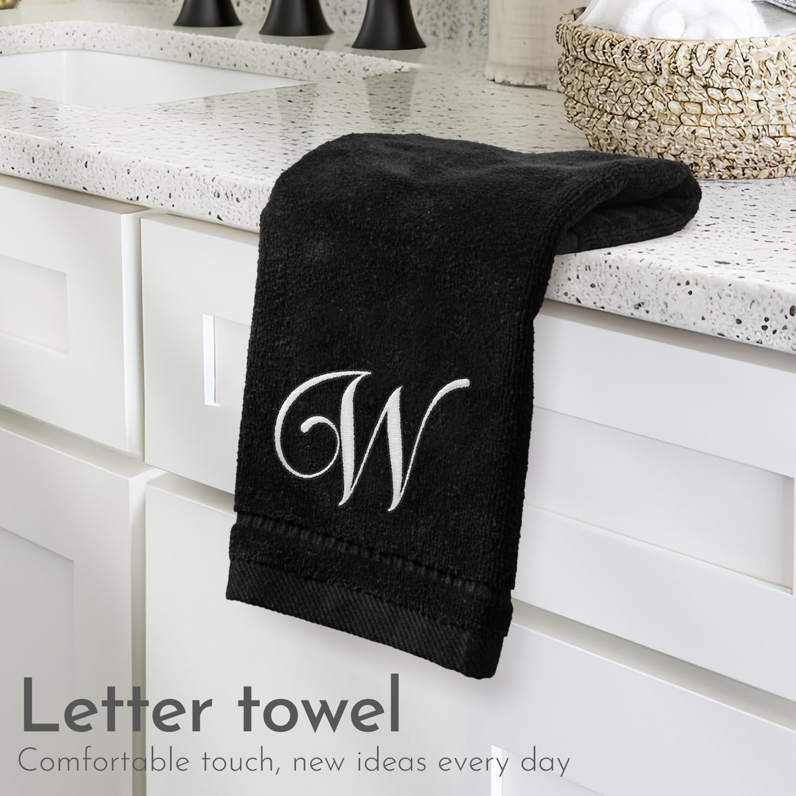 Personalized Monogrammed Hand Towels Set - 100% Cotton Embroidered Bathroom Towels (11