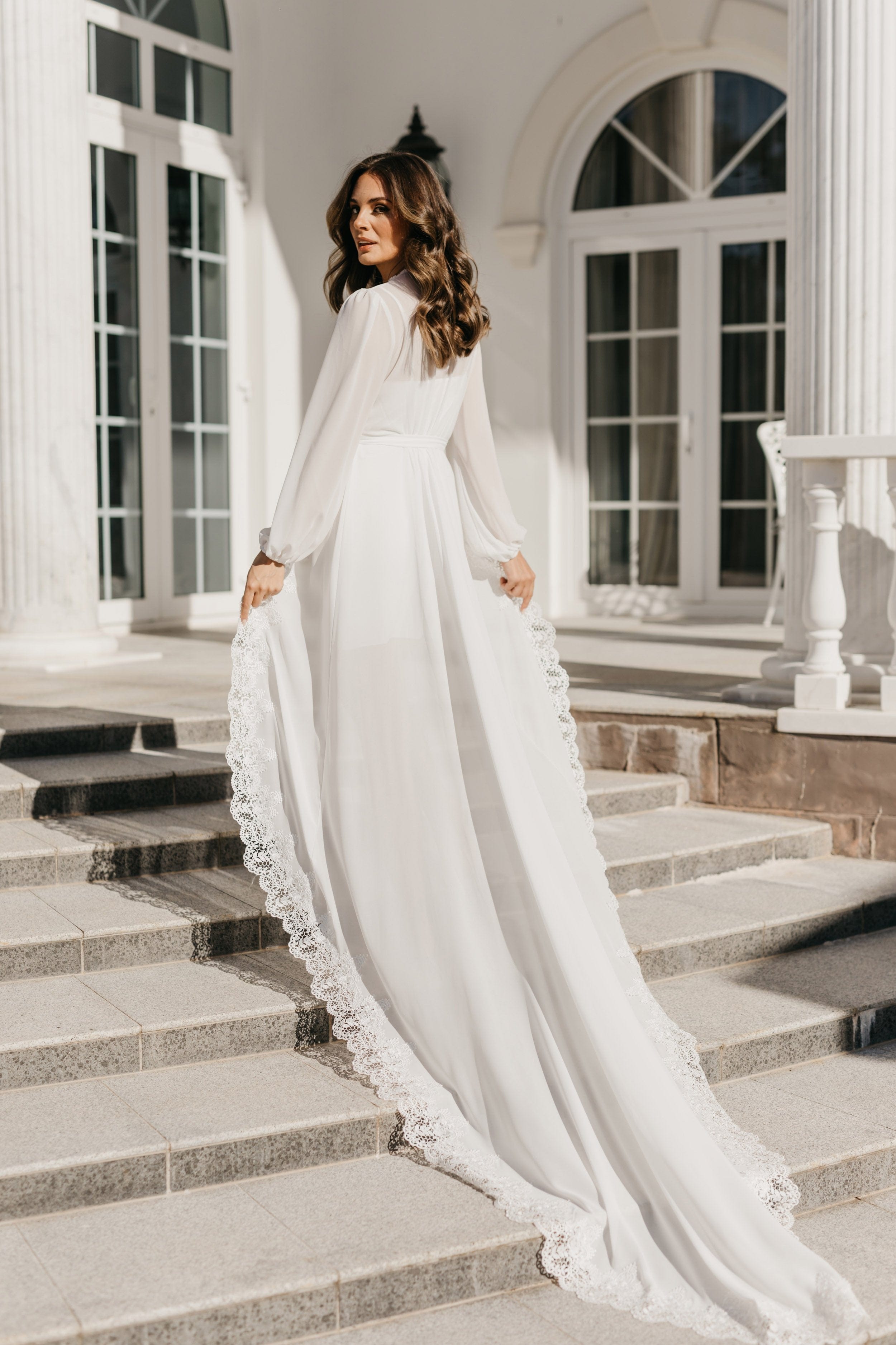 Elegant Jolie Lace Trim Maxi Dress with Train & Slip - Perfect for Weddings, Prom, and Formal Events
